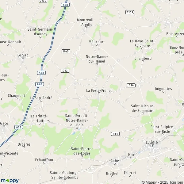 Map La FertéenOuche map of La FertéenOuche (61470) and practical